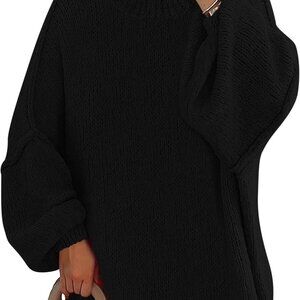 Women's 2025 Fall Oversized Sweaters Chunky Knit Mock Neck Long Sleeve Casual Tr